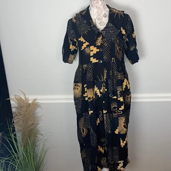 We Be Bop Dresses | We Be Bop Black Gold Sun Moon Celestial Art Dress | Color: Black/Gold | Size: L | Paying4college4'S Closet